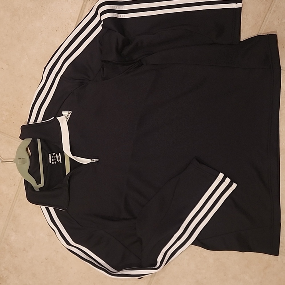 Adidas Black and White Sweatshirt with Signature Stripes Adult Size Large